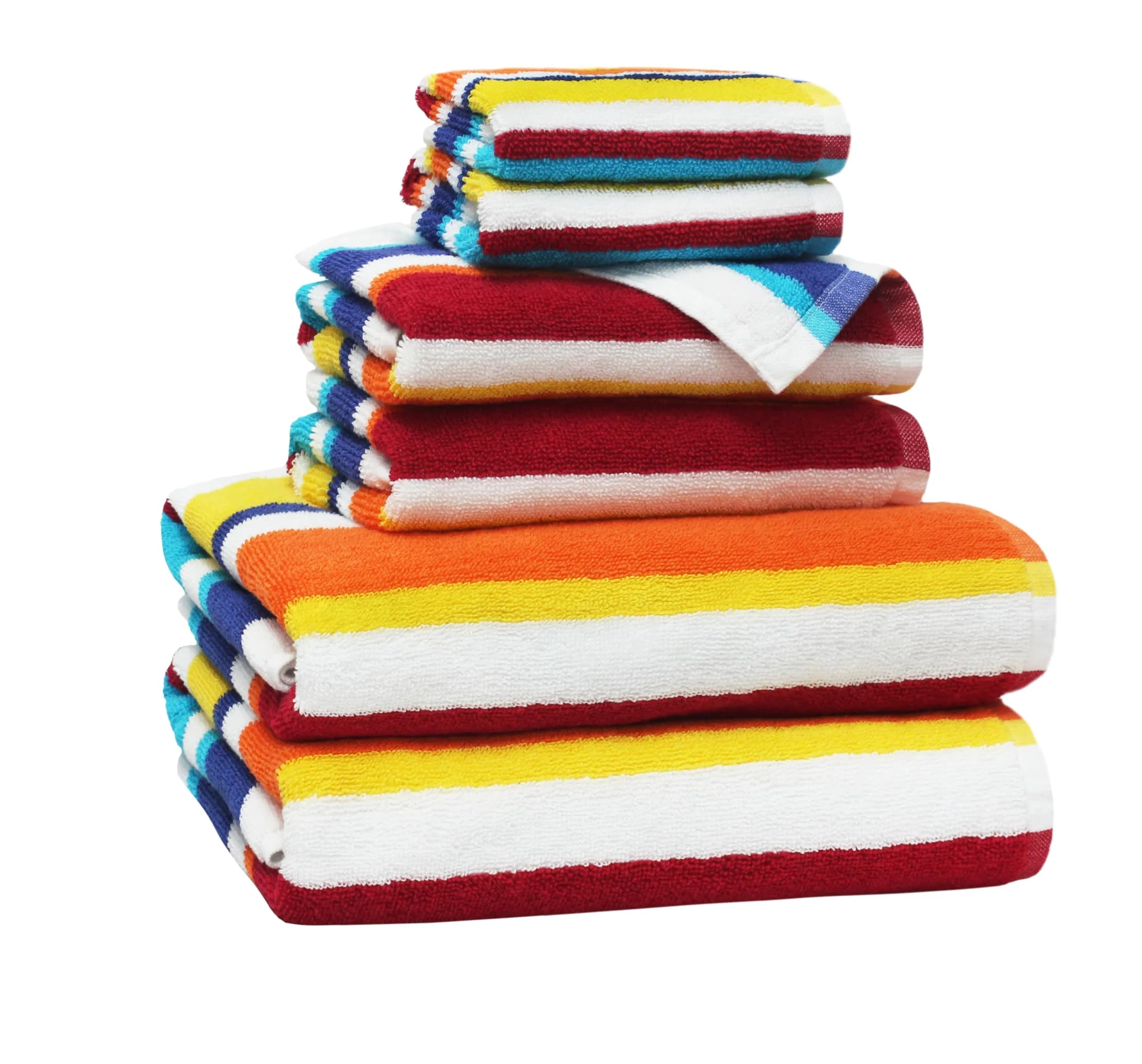 ORIGINAL KIDS 6 Piece Cabana Stripe Cotton Towel Set | 450 GSM Quick-Dry Absorbent - main product image