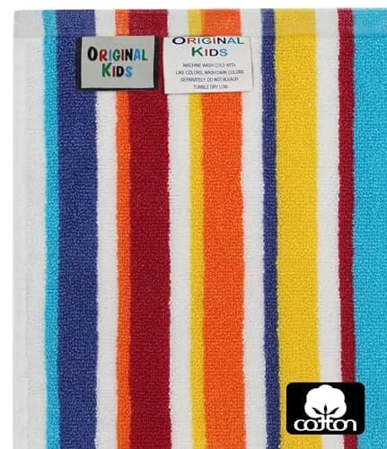 ORIGINAL KIDS 6 Piece Cabana Stripe Cotton Towel Set | 450 GSM Quick-Dry Absorbent thumbnail 5