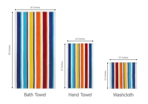 ORIGINAL KIDS 6 Piece Cabana Stripe Cotton Towel Set | 450 GSM Quick-Dry Absorbent thumbnail 3