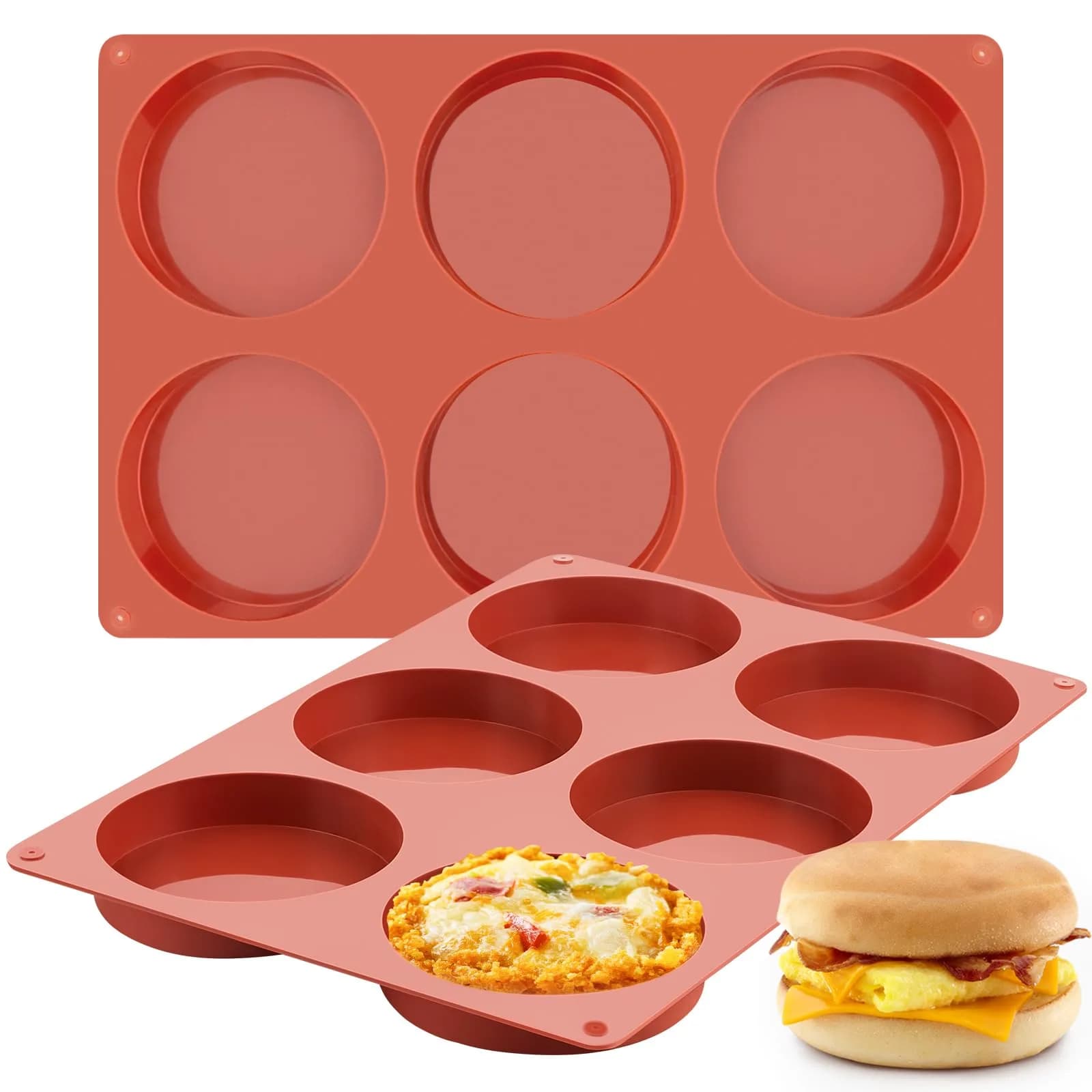 JOERSH Silicone Egg Mold for Breakfast Sandwiches, 4 Inch, 2 Pack | Non-Stick, Oven Safe, Food Grade Silicone - main product image