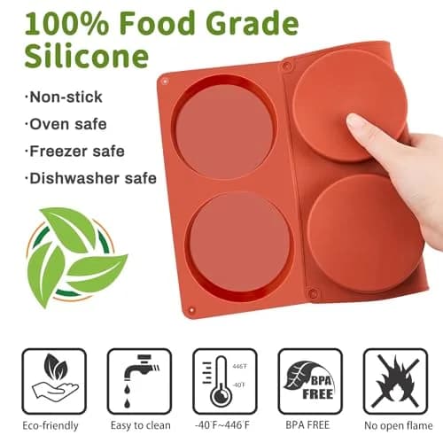 JOERSH Silicone Egg Mold for Breakfast Sandwiches, 4 Inch, 2 Pack | Non-Stick, Oven Safe, Food Grade Silicone thumbnail 3