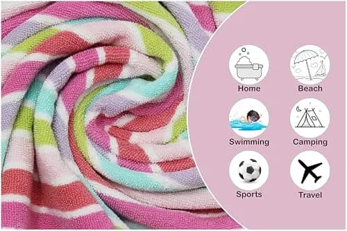 ORIGINAL KIDS 100% Cotton Wash Cloths Set of 12 - Pink Multi Stripe 30x30cm (12x12 Inch) thumbnail 5