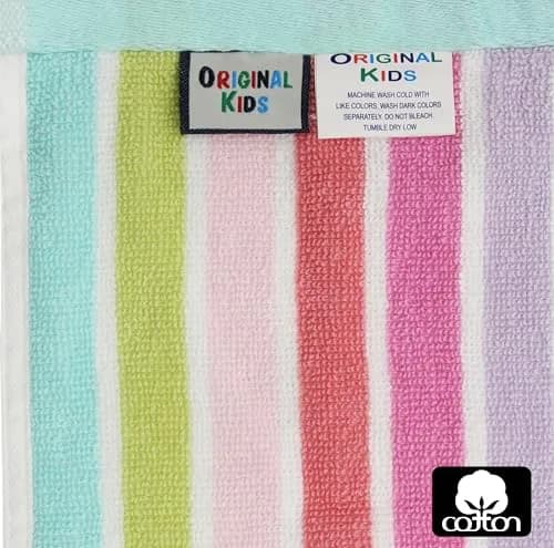 ORIGINAL KIDS 100% Cotton Wash Cloths Set of 12 - Pink Multi Stripe 30x30cm (12x12 Inch) thumbnail 6