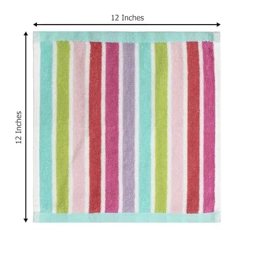 ORIGINAL KIDS 100% Cotton Wash Cloths Set of 12 - Pink Multi Stripe 30x30cm (12x12 Inch) thumbnail 3