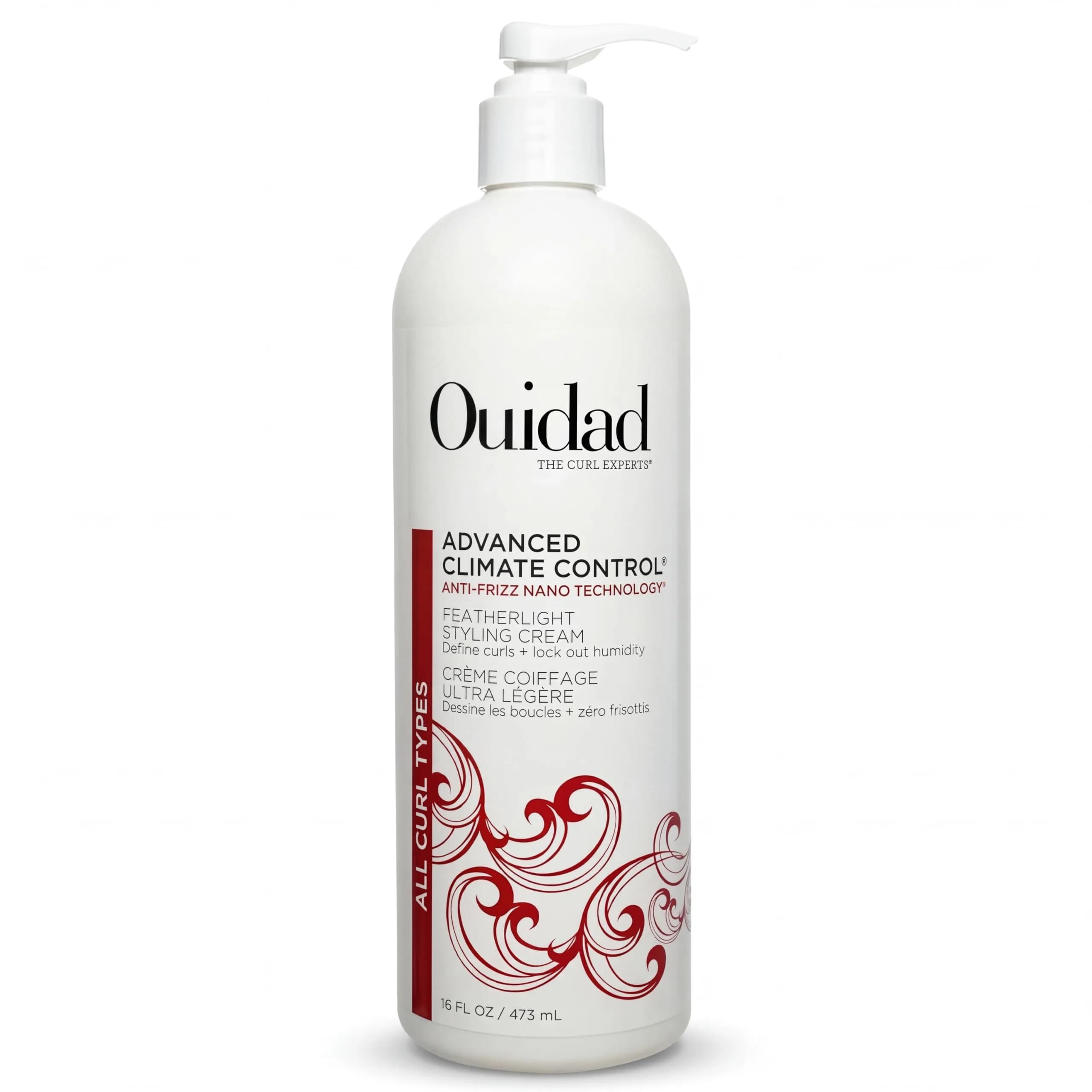 Ouidad Advanced Climate Control Featherlight Curls Styling Cream, 2 oz | Soft Hold for Frizz-Free, Hydrated Curls — 16 Fl Oz