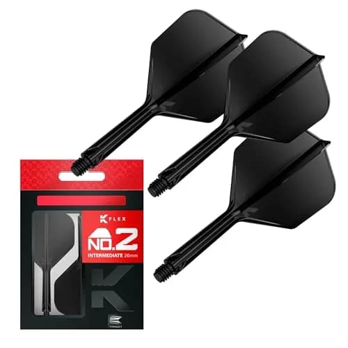 Target Darts K-Flex Integrated Dart Flights and Shafts, No.2 Black (Intermediate) | Pack of 3 Professional Dart Accessories thumbnail 1