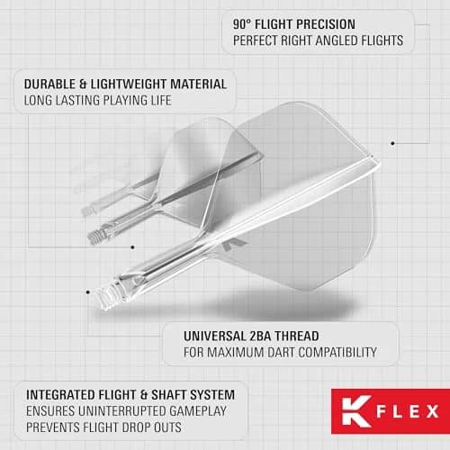 Target Darts K Flex Integrated Dart Flights and Shafts Short Clear No.2 | Pack of 3, 19mm Shafts | Professional Dart Accessories thumbnail 6