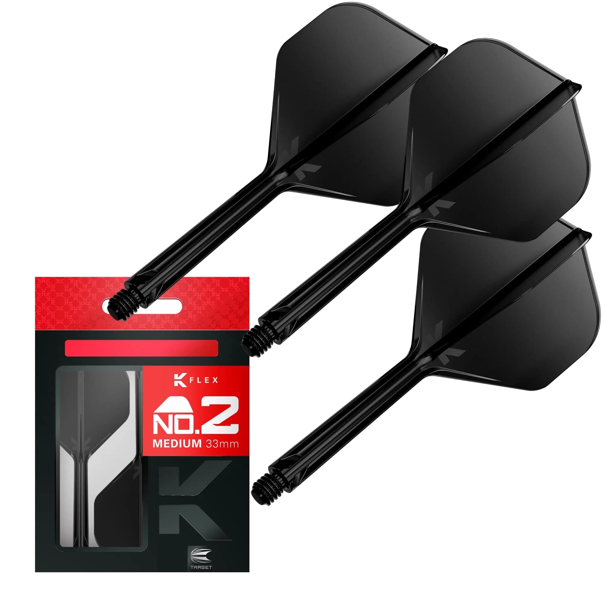 Target Darts K-Flex Integrated Dart Flights and Shafts No.2 | Professional Dart Accessories — Black