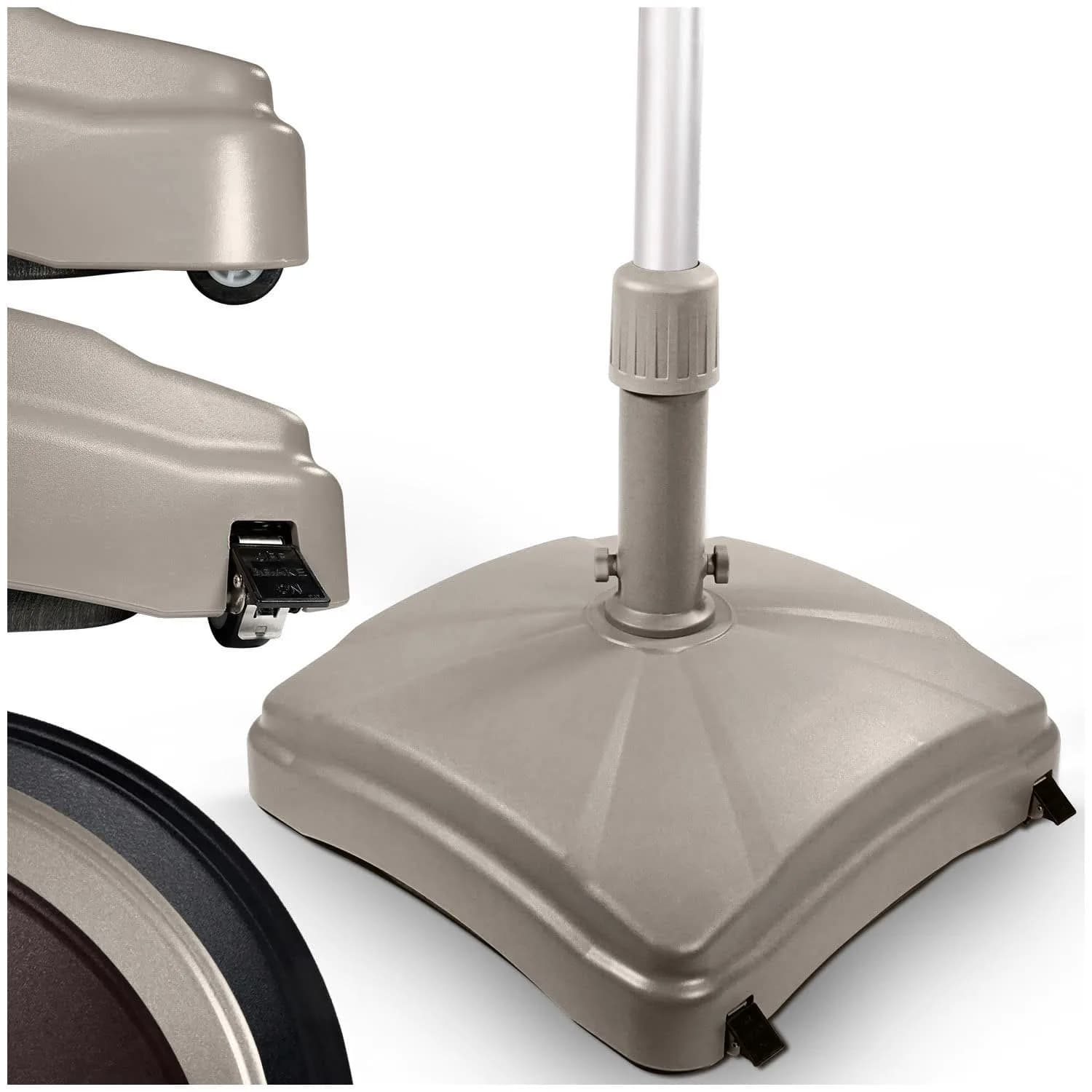 Shademobile Heavy Duty Rolling Umbrella Base with Wheels, Driftwood | Commercial-Grade Mobility & Stability