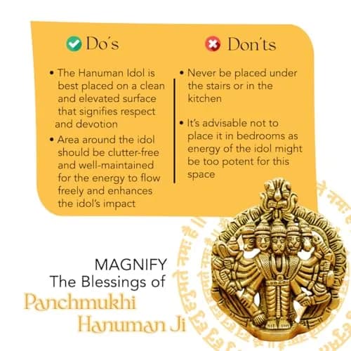 Ekhasa Panchmukhi Hanuman Statue 10 cm (3.93 in) Brass | Vastu Protection Door Entrance Figurine thumbnail 7