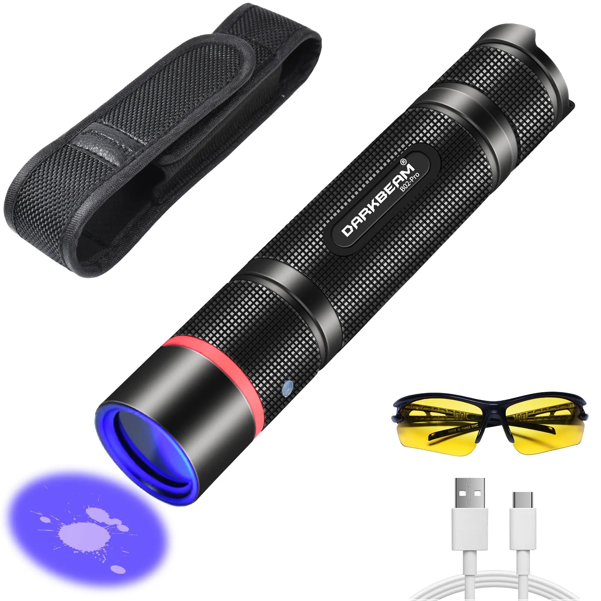 DARKBEAM UV Flashlight 365nm Black Light Woods Lamp | Portable Pet Urine & Currency Detector — Black Light 365nm