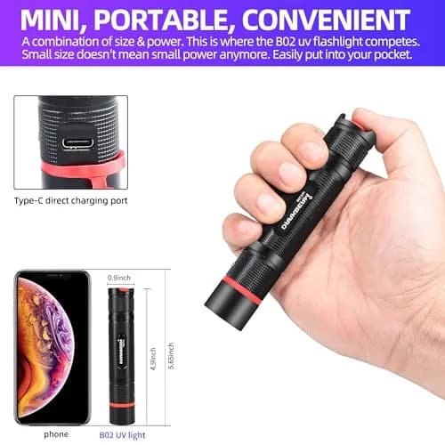 DARKBEAM UV Flashlight 365nm Black Light Woods Lamp | Portable Pet Urine & Currency Detector thumbnail 5