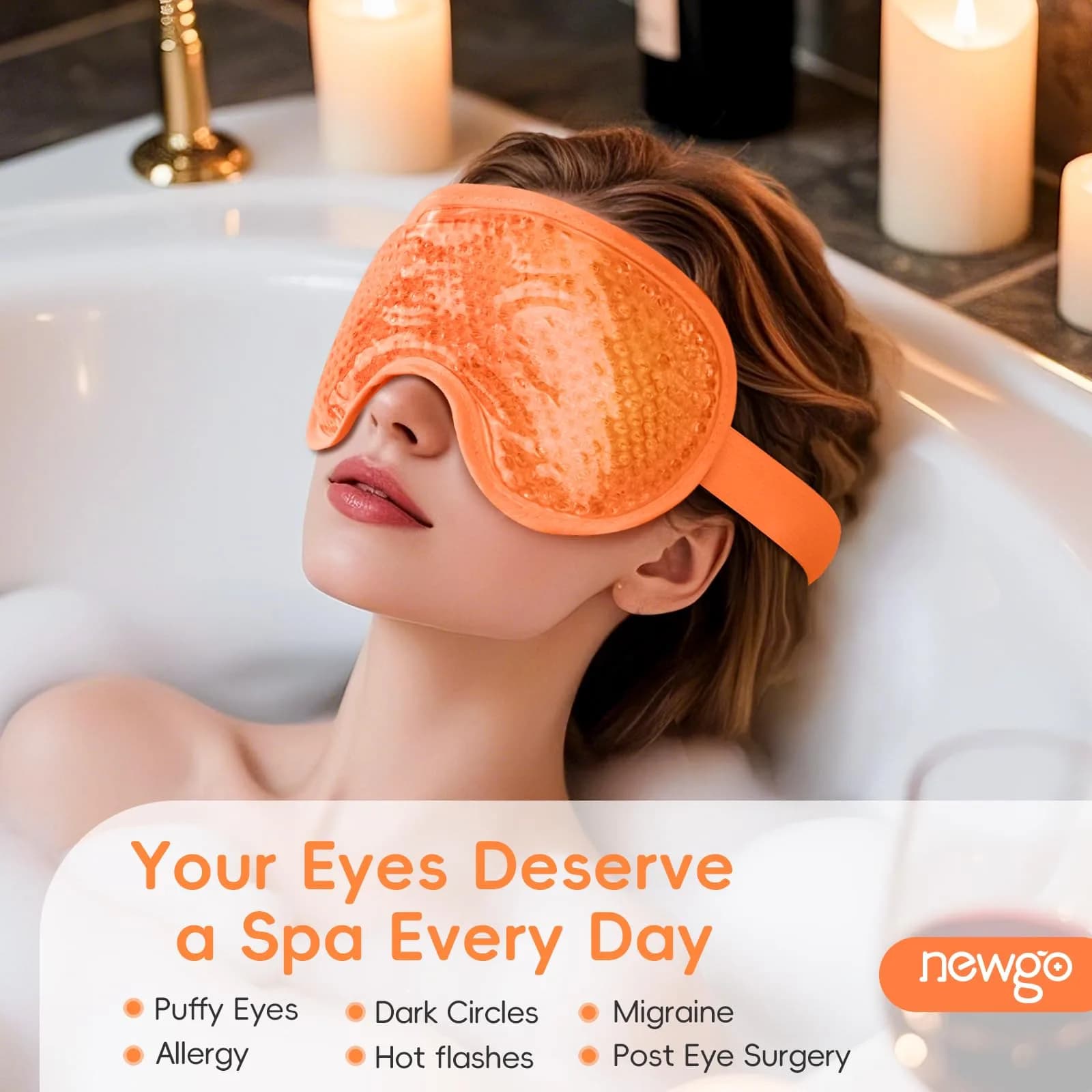 NEWGO Orange Cooling Eye Mask for After Surgery - Single Pack for Soothing Relief - view 2
