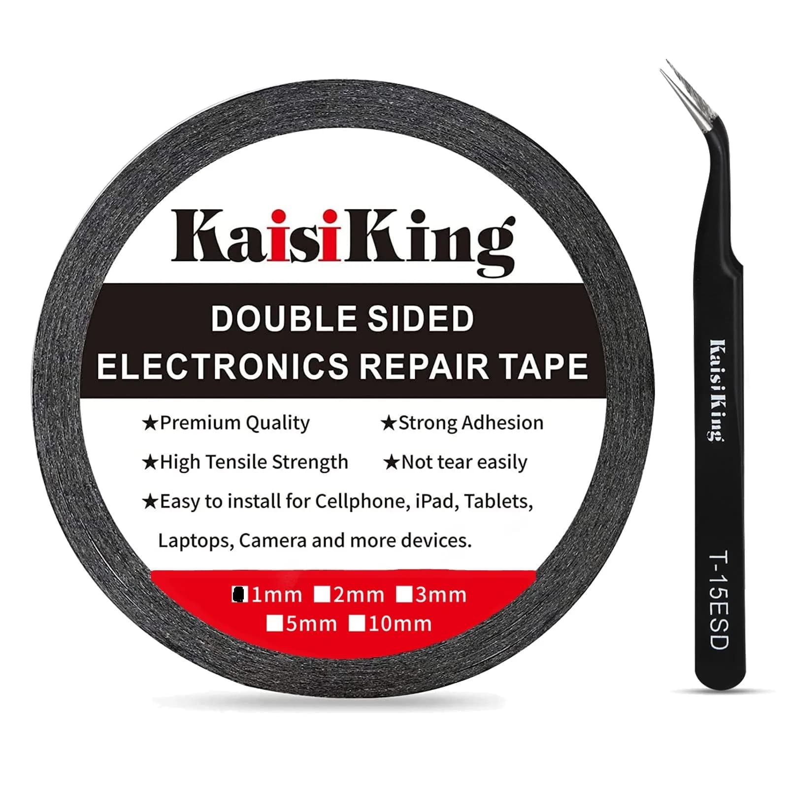 Kaisiking 1mm x 50M LCD Repair Tape Thin Double Sided Tape | Waterproof, Strong Adhesion, High Tensile (70-120 chars) — 1pc 1mm