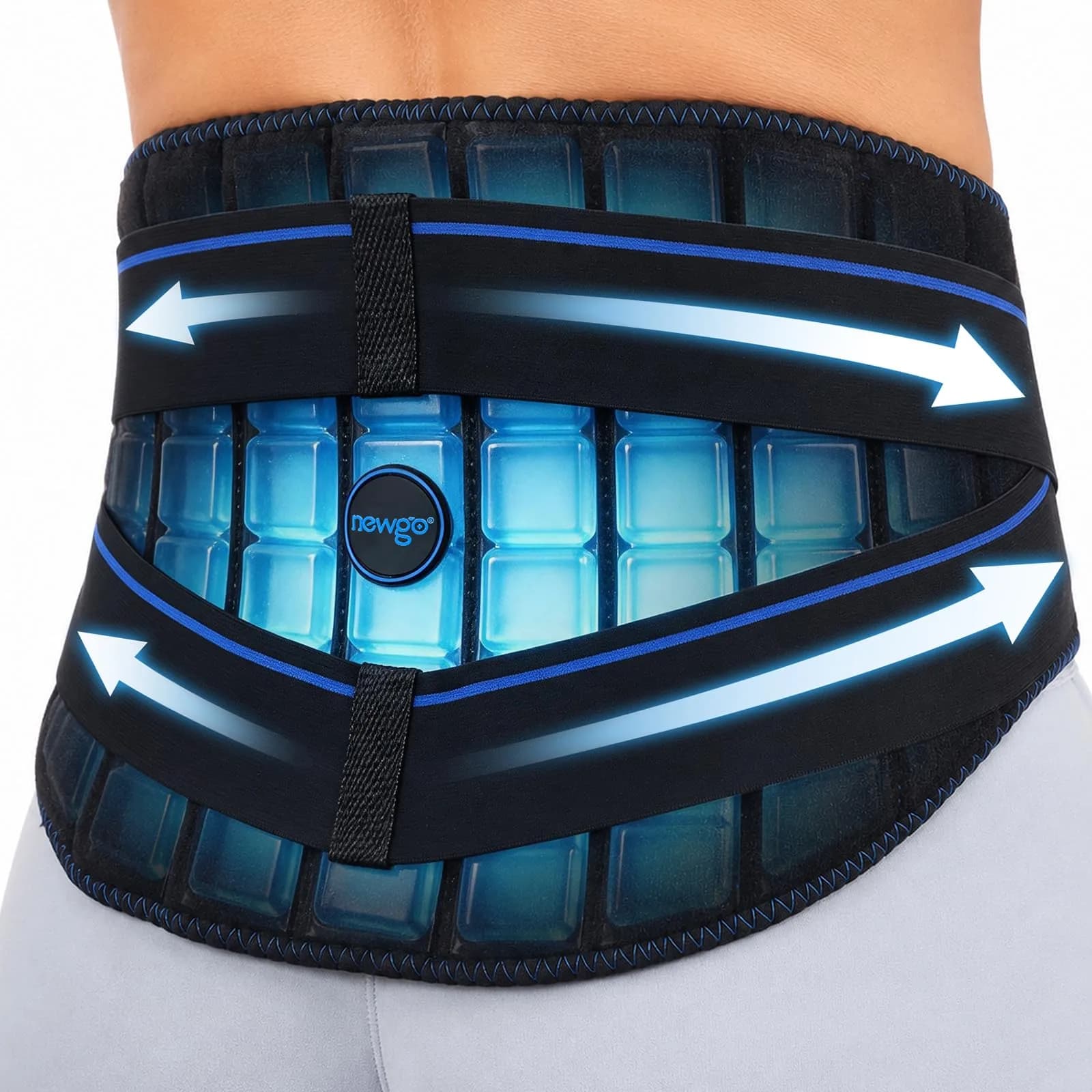 NEWGO Black 2 Pack Gel Ice Pack Wrap for Lower Back Pain Relief | Contours to Back Shape — Back Ice Pack