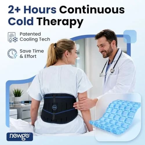 NEWGO Lower Back Ice Pack Wrap with Adjustable Straps, 2 Hours Long-Lasting Cold Therapy | Reusable Gel Pack for Sciatica, Lumbar, Herniated Disc Pain Relief thumbnail 2