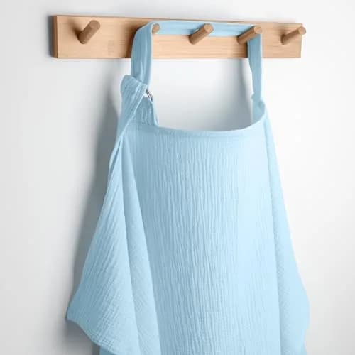 Comfy Cubs Muslin Nursing Cover - 100% Muslin Breastfeeding Cover Sky Blue | Soft & Breathable Baby Nursing Scarf with Adjustable Neck Strap thumbnail 1