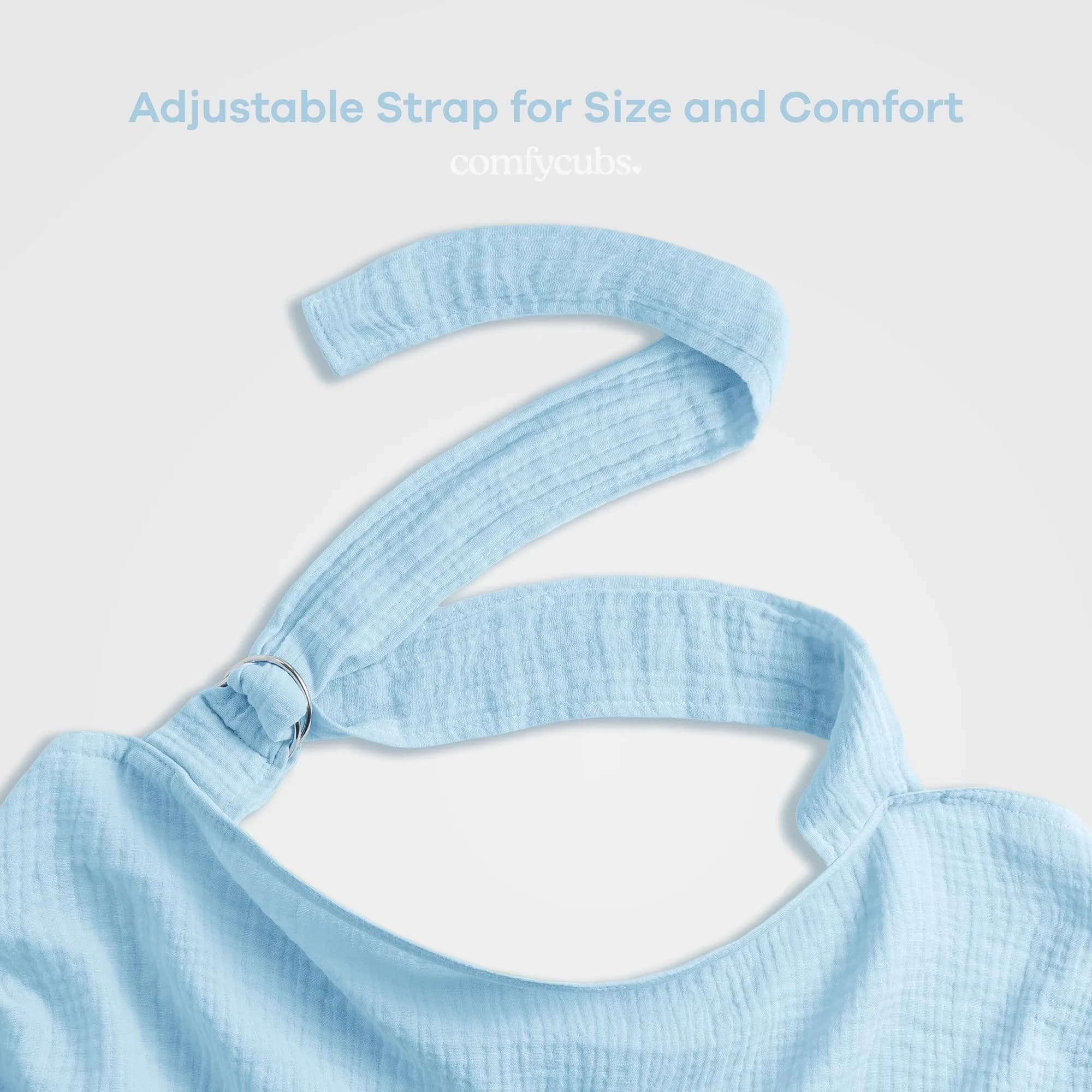 Comfy Cubs Muslin Nursing Cover - 100% Muslin Breastfeeding Cover Sky Blue | Soft & Breathable Baby Nursing Scarf with Adjustable Neck Strap - view 3