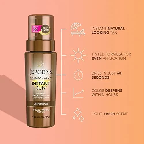 Jergens Natural Glow In Shower Lotion & Instant Sun Body Mousse, Medium to Deep Skin Tone, 7.5 Fl Oz + 6 Oz | Streak-Free Fake Tan thumbnail 6