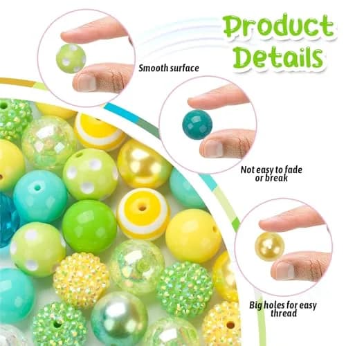 Jeacksy Bubblegum Beads 20mm | Colorful Chunk DIY Pen & Jewelry Craft Beads (20mm, 50pcs) thumbnail 3