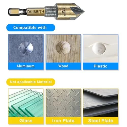 DKIBBITH Countersink Drill Bit Set 5pc 1/4" Hex Shank 82° | Precise, Versatile, Durable thumbnail 4