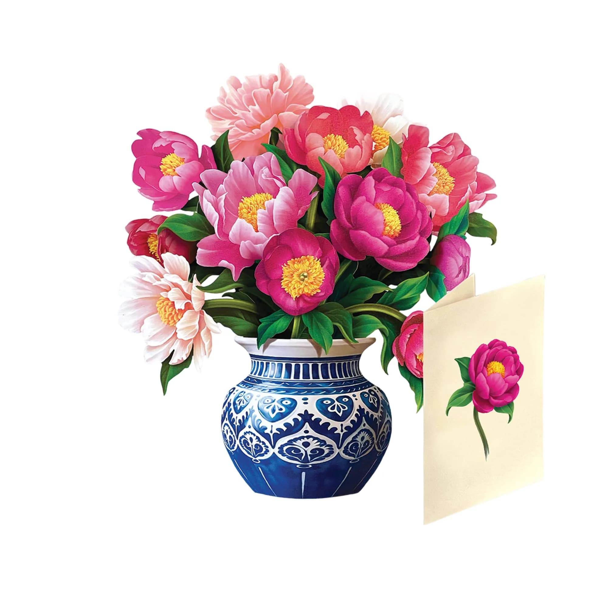 Freshcut Paper Grande Blooming Roses 3D Pop Up Card (20.5" x 19") | USA Import for Anniversaries & Birthdays — Peony Paradise / Mini