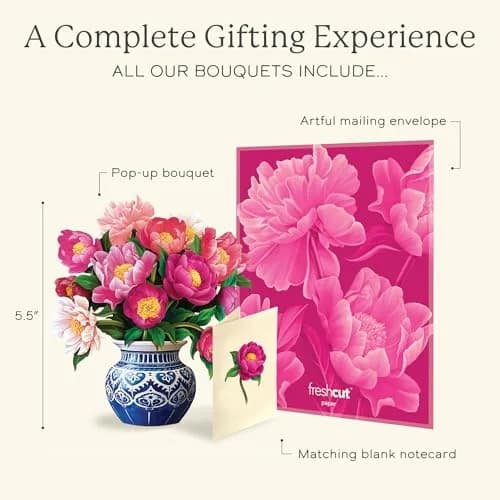 Freshcut Paper Mini Peony Paradise 3D Pop Up Card 5.5 Inch | Birthday, Mother's Day, Thank You Gift thumbnail 4