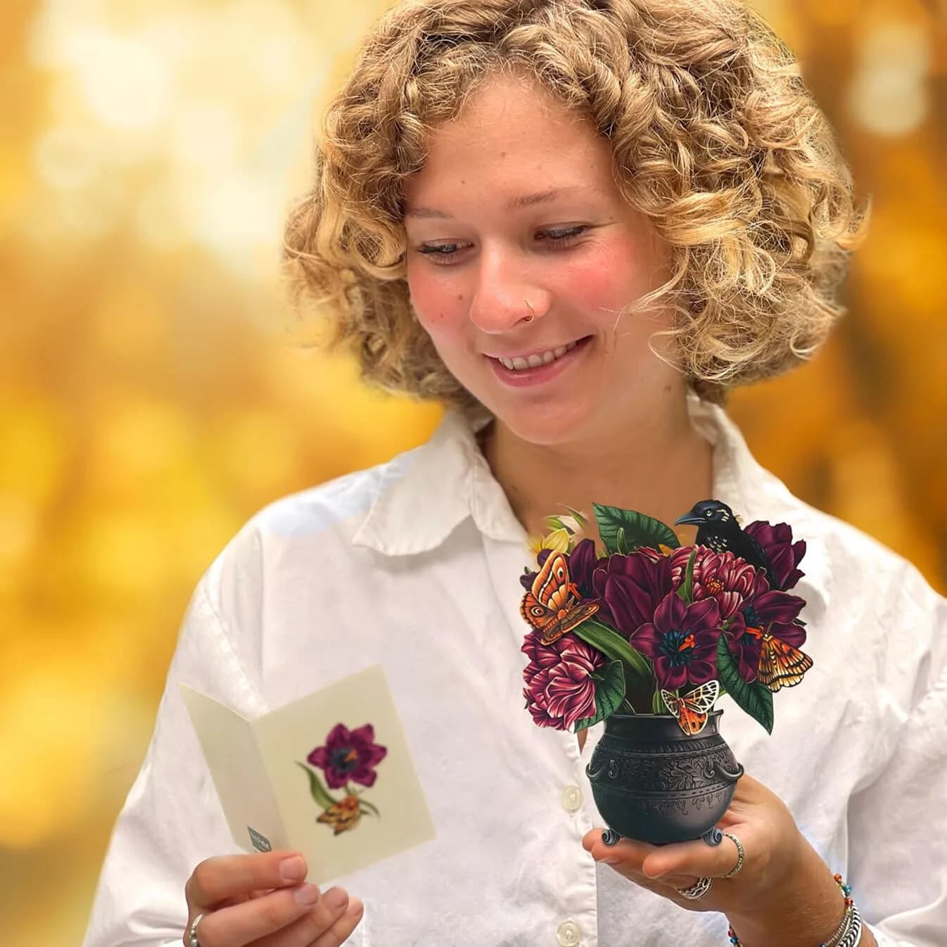 Freshcut Paper Moonlight Garden Pop Up Card 15.2cm (6 Inch) Forever Flower Bouquet | Unique 3D Floral Greeting Card - view 3