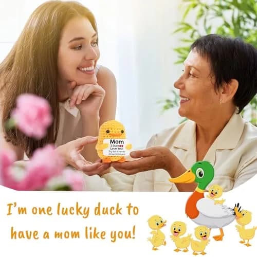 MBL "I Duck Love Mom" Crochet Duck Plush Figure 8 cm (3.14 in) | ASTM-Tested Educational Toy thumbnail 4
