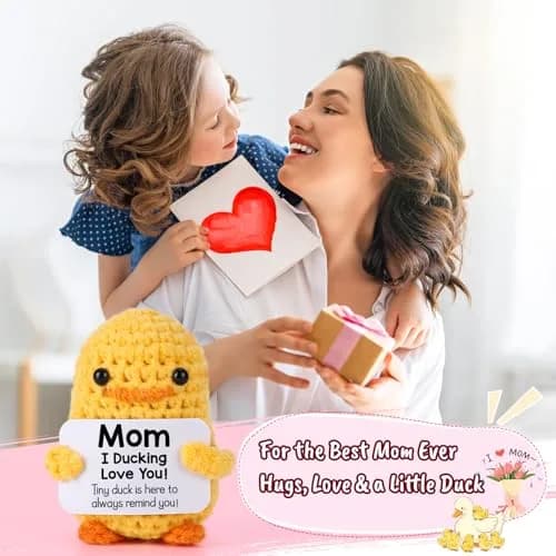 MBL "I Duck Love Mom" Crochet Duck Plush Figure 8 cm (3.14 in) | ASTM-Tested Educational Toy thumbnail 6