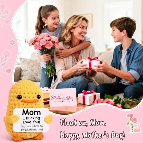 MBL "I Duck Love Mom" Crochet Duck Plush Figure 8 cm (3.14 in) | ASTM-Tested Educational Toy thumbnail 7