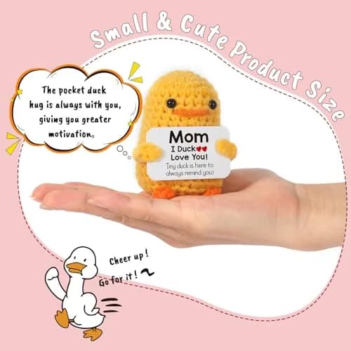 MBL "I Duck Love Mom" Crochet Duck Plush Figure 8 cm (3.14 in) | ASTM-Tested Educational Toy thumbnail 2