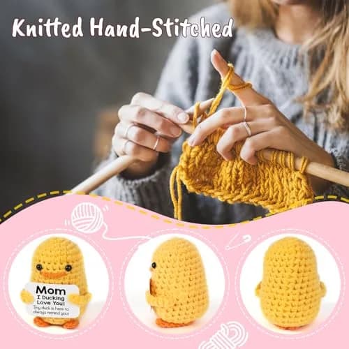 MBL "I Duck Love Mom" Crochet Duck Plush Figure 8 cm (3.14 in) | ASTM-Tested Educational Toy thumbnail 3