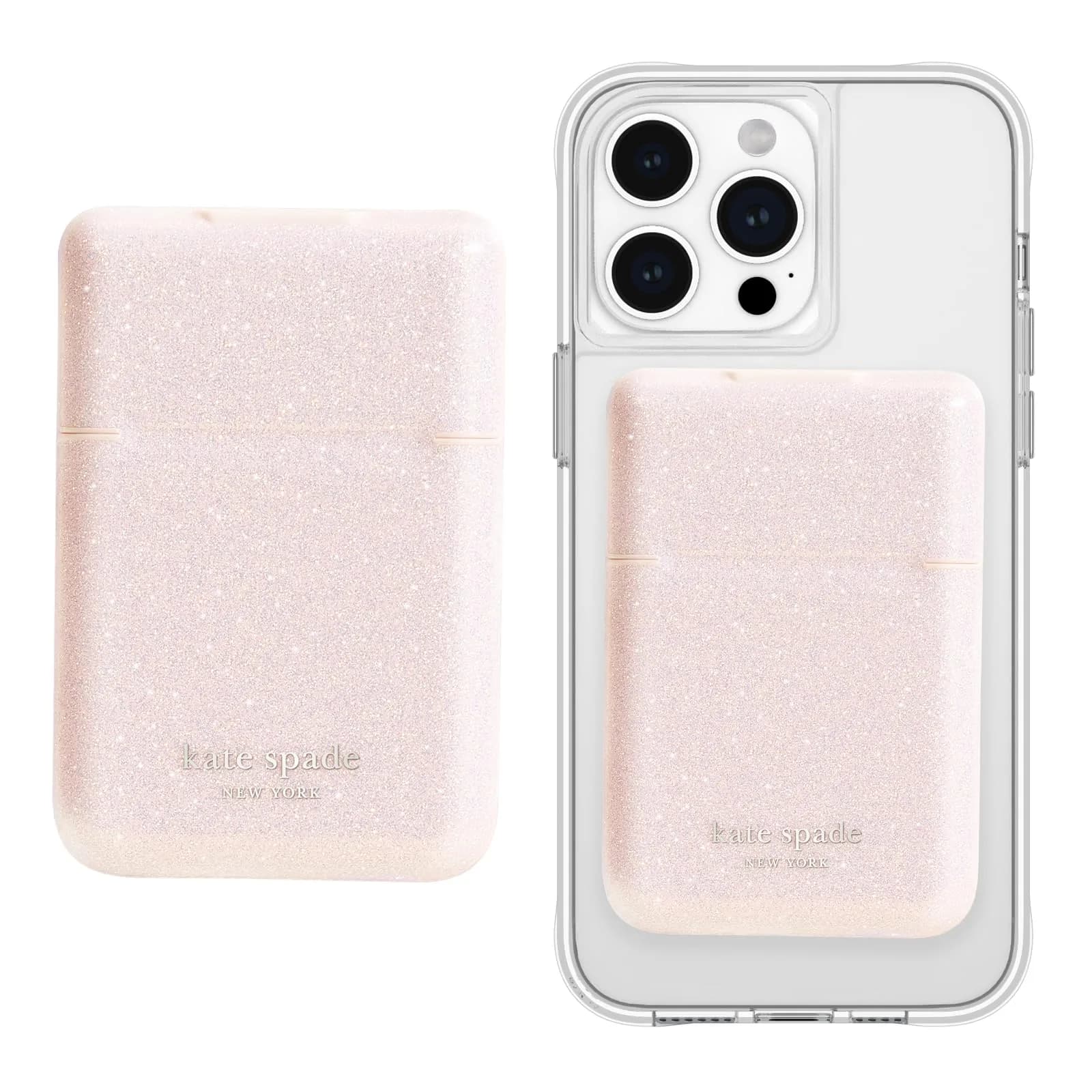 kate spade new york Flip Magnetic Card Holder/Wallet - That Sparkle Pink | Magnetic Flip Wallet for MagSafe Devices