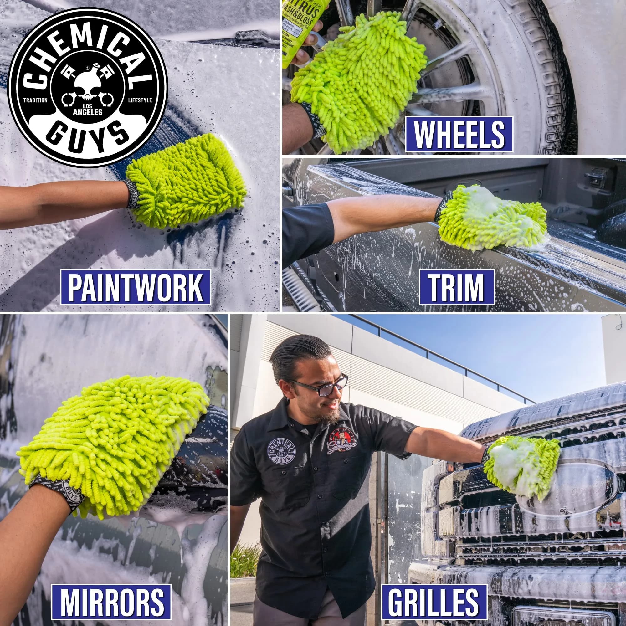 Chemical Guys MIC493 Chenille Microfiber Wash Mitt (Pack of 2, Lime Green) | Scratch-Free Car Washing - view 8