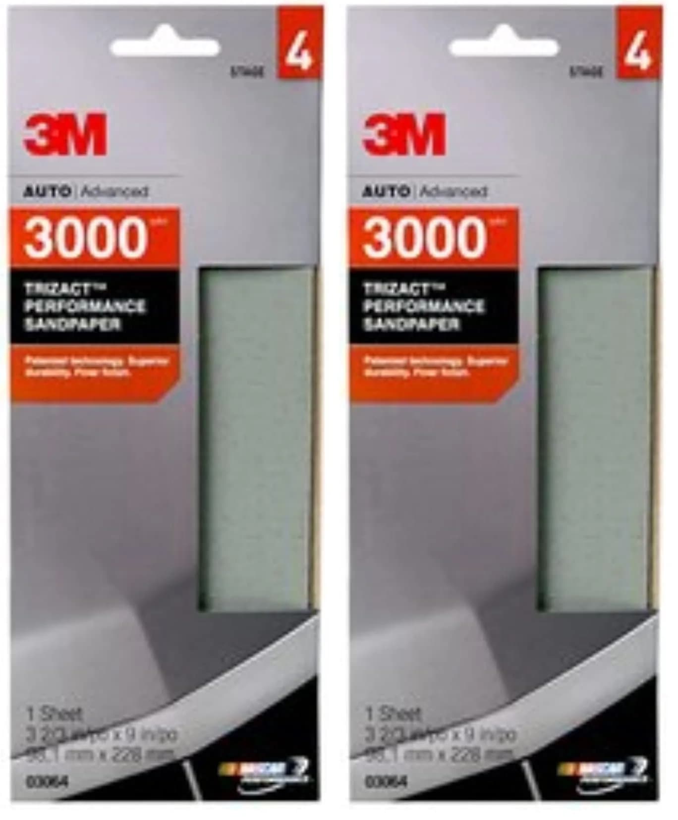 3M Performance 3000 Grit Sandpaper Sheet 8.98 in x 3.66 in (2-Pack) | Polishes Clear Coats for Refined Finishes - main product image