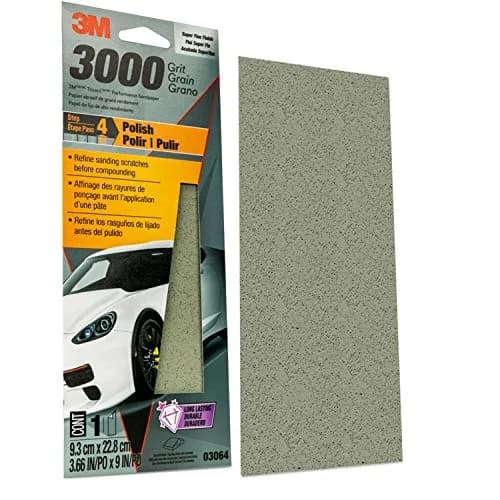 3M Performance 3000 Grit Sandpaper Sheet 8.98 in x 3.66 in (2-Pack) | Polishes Clear Coats for Refined Finishes thumbnail 3