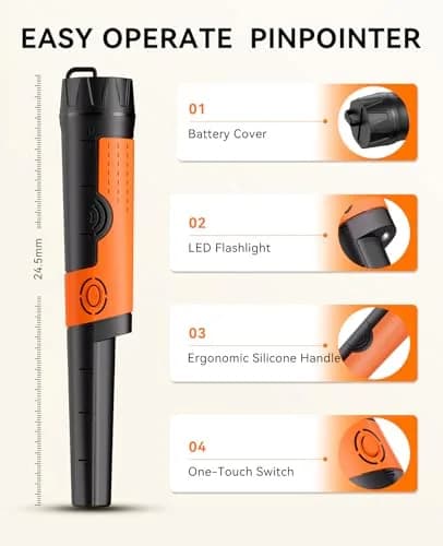 SUNPOW Metal Detector Pinpointer Waterproof Handheld Wand 3.5-inch Depth | 360° Detection for Treasure Hunting thumbnail 2