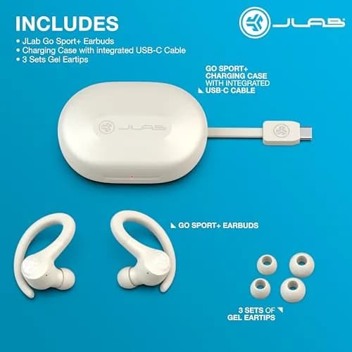 JLab Go Sport+ True Wireless Workout Earbuds, Bluetooth Sport Earbuds with Clear Calling & IP55 Rating, 35+ Hour Battery Life (Sand) thumbnail 4
