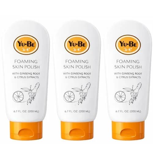 Yu-Be Foaming Skin Polish (Trio): Gentle Japanese Rice Exfoliant to Smooth Dry, Rough Skin | Face & Body Scrub | Nourishes Skin with Ginger Root, Green Tea, & Geranium Oil - 6.75 fl oz x 3 thumbnail 1