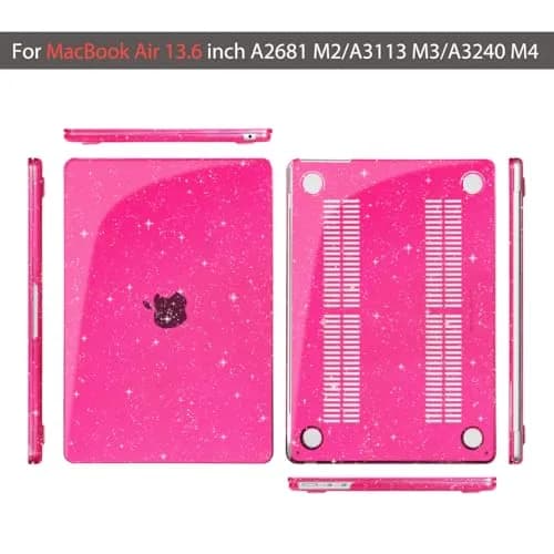 Teryeefi Glitter Hard Case for MacBook Air 13.6 inch M2/M3/M4/M5 Chip (2022-2026) with Keyboard Cover & Screen Protector | Sparkly Rose Pink thumbnail 6