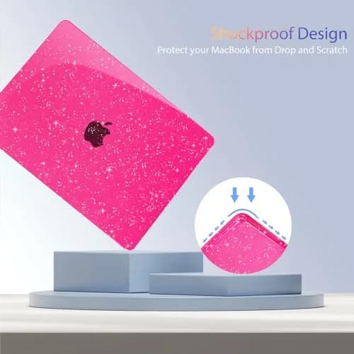 Teryeefi Glitter Hard Case for MacBook Air 13.6 inch M2/M3/M4/M5 Chip (2022-2026) with Keyboard Cover & Screen Protector | Sparkly Rose Pink thumbnail 7