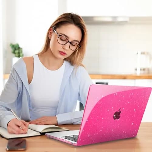Teryeefi Glitter Hard Case for MacBook Air 13.6 inch M2/M3/M4/M5 Chip (2022-2026) with Keyboard Cover & Screen Protector | Sparkly Rose Pink thumbnail 3