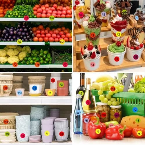 Darfukei 1400 PCS Round Price Stickers 3/4 Inch | 4 Colours for Sales & Retail thumbnail 5
