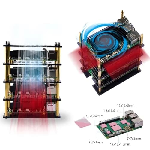 GeeekPi 4 Layers Cluster Case for Raspberry Pi 5 | Stackable Case with 4PCS Armor Lite V5 Active Cooler (8GB/4GB) thumbnail 4