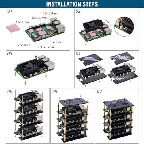 GeeekPi 4 Layers Cluster Case for Raspberry Pi 5 | Stackable Case with 4PCS Armor Lite V5 Active Cooler (8GB/4GB) thumbnail 7