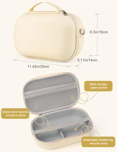 Bjabtan Wearable Breast Pump Bag with Nipple Ruler & Tray | Yellow, Holds 2 Pumps thumbnail 3