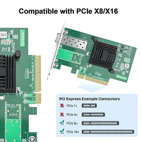 10Gtek 10Gb PCI-E NIC Network Card, Single SFP+ Port, Intel 82599EN Controller, 2-Pack | Supports Windows Server, Linux, VMware thumbnail 3