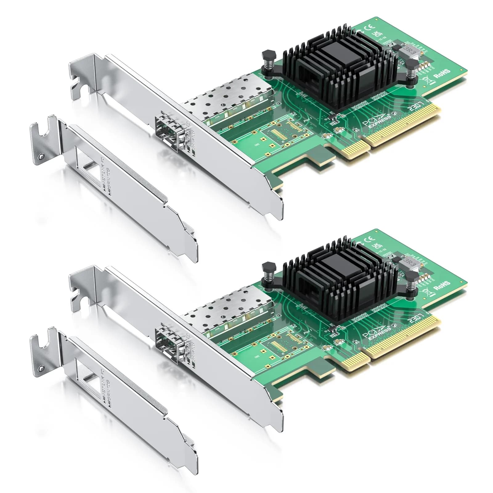 10Gtek 10Gb PCIe Network Card XL710-10G-2S with Dual SFP+ Ports | PCI Express 3.0 x8 Lane Ethernet Adapter — 1) 10G-X520-1S / x2