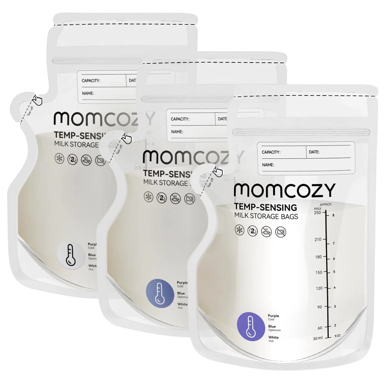 Momcozy 8oz (240ml) Breastmilk Storage Bags | Temp-Sensing & Pour Spout, 120 Count - main product image
